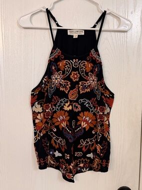 Idyllwind Black Floral Embroidered Halter Cami